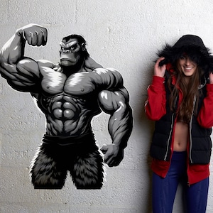 Gym Wandtattoo Muscle Gorilla - Power Fitness Vinyl Aufkleber - Motivation Workout Art Decor - Übungsraum Beast Mode Sticker