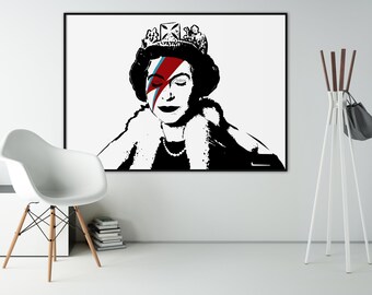 Artist Queen Street Art Graffiti Poster - Elizabeth London Uk Grafitti Home Royal Women Print - Writer Art - Queen Poster - Queen Print