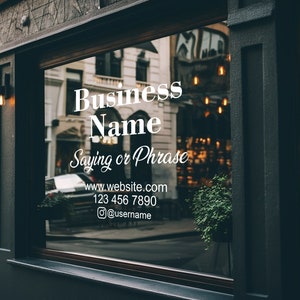 Decalcomania per vetrine personalizzata - Adesivo per vetrine personalizzabile per ristoranti, bar e negozi - Scritta in vinile con logo e nome dell'azienda sulla porta
