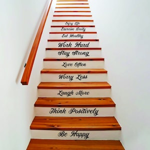 Stair Riser Step Quotes Vinyl Decals - Art Sticker Set For Stairs Steps Words Decor Decal - Home Staircase Stairway Family Sayings Stickers