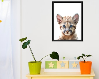 Baby Leopard Poster Wall Decor - Girl Room Large Safari Jungle Cute Animal Print - Nursery Kid Decoration Home Bedroom Art Picture