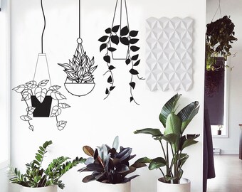 Double-Layer Hanging Basket Wall Sticker - Removable Leaf Wall Decal For Home Decor - View #4