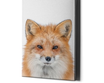 Baby Fox Canvas Wall Decor - Nursery Room Kid Cute Orange Little Forest Animal Art Picture - Bedroom Head Decoration Framed Print Painting