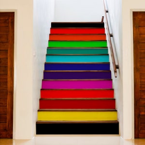 Rainbow Stair Riser Stickers - Decoration Strips Stairway Ladder Steps - Peel and Stick Art Decor Decal For Staircase Self-adhesive Strip