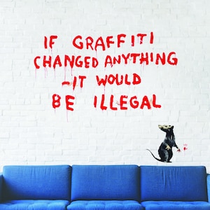 Banksy Illegal Rat Vinyl Wall Sticker - Art Home Decor Cool And Premium Waterproof Decal - Adult Graffiti With Quality Keen Bansky Laptop
