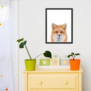 Baby Fox Poster Wall Decor - Little Cute Forest Animal Nursery Girl Room Art Print - Kid Bedroom Boy Large Decoration Picture