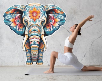 Floral Elephant Wall Decal - Colorful Kids & Nursery Wall Art Sticker - Removable Vinyl Animal Mural for Spiritual Yoga Home