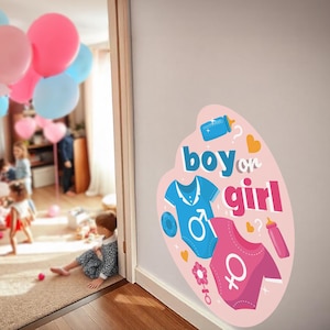 Gender Reveal Wall Decal | Boy or Girl Baby Shower Sticker Decor | Removable Gender Reveal Party Decoration *!