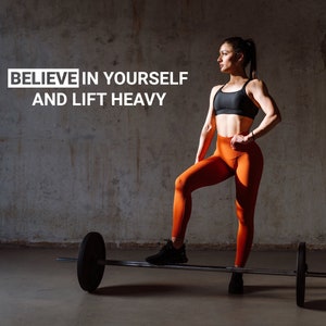 Motivational Gym Wall Decal - Believe in Yourself Fitness Workout Motivation Quote Sticker - Sport Training Vinyl Decor - Gym Stickers