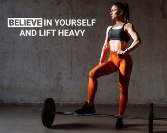 Motivational Gym Wall Decal - Believe in Yourself Fitness Workout Motivation Quote Sticker - Sport Training Vinyl Decor - Gym Stickers