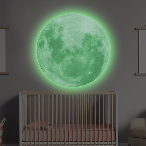 Glow in the Dark Moon Stars Wall Sticker Glowing Ceiling Etsy