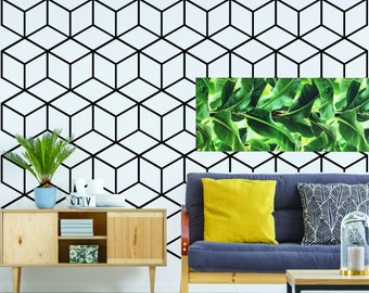 Geometric Wall Mural Decal - Hexagon Honeycomb Vinyl Bedroom Sticker - Nursery Room Decor Honey Bee Shape Art Mural