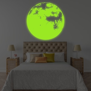 Glow In The Dark Moon Wandsticker - Leuchtender Deckenaufkleber für Kinderzimmer Schlafzimmer The Light Decor - 3D Große Vinyl Vollnacht Dekoration Kunst