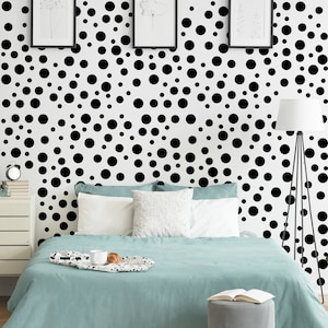 Polka Dots Wall Decals - Black Circle Wallpaper Vinyl Stickers For Girl Room Baby Kid Decor Bedroom -  Peel Stick Nursery Toddler Decoration