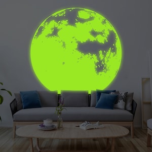 Glow In The Dark Moon Wandsticker - Leuchtender Deckenaufkleber für Kinderzimmer Schlafzimmer The Light Decor - 3D Große Vinyl Vollnacht Dekoration Kunst
