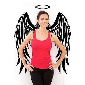 Angel Wings Wall Decor - Angels Wing Art Vinyl Decal - Large Feather Sticker For Room Decoration - The Girl Princess Home 3d Black Mural