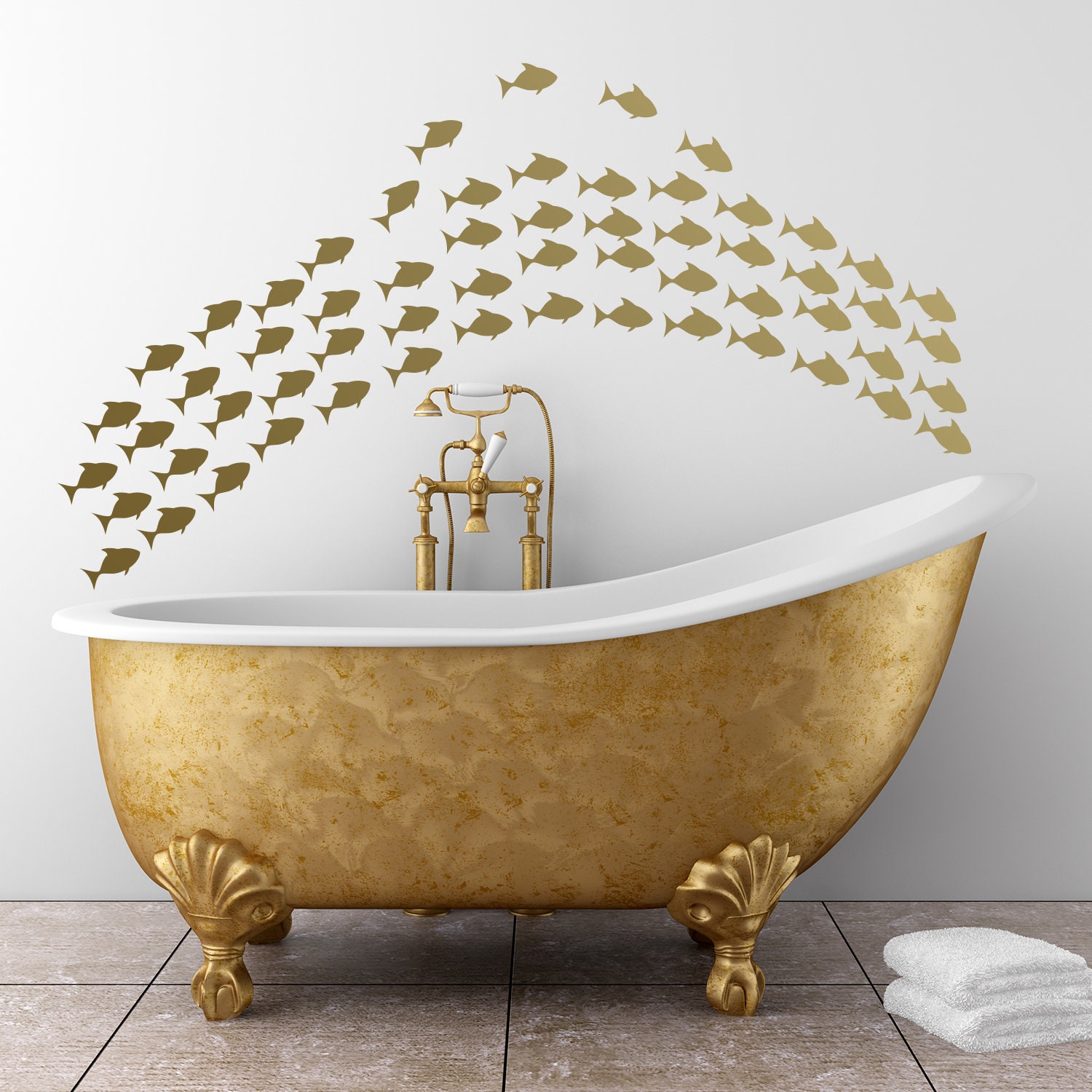Fish Vinyl Wall Sticker Set - Art Decor Cute Waterproof Fishing Ocean ...