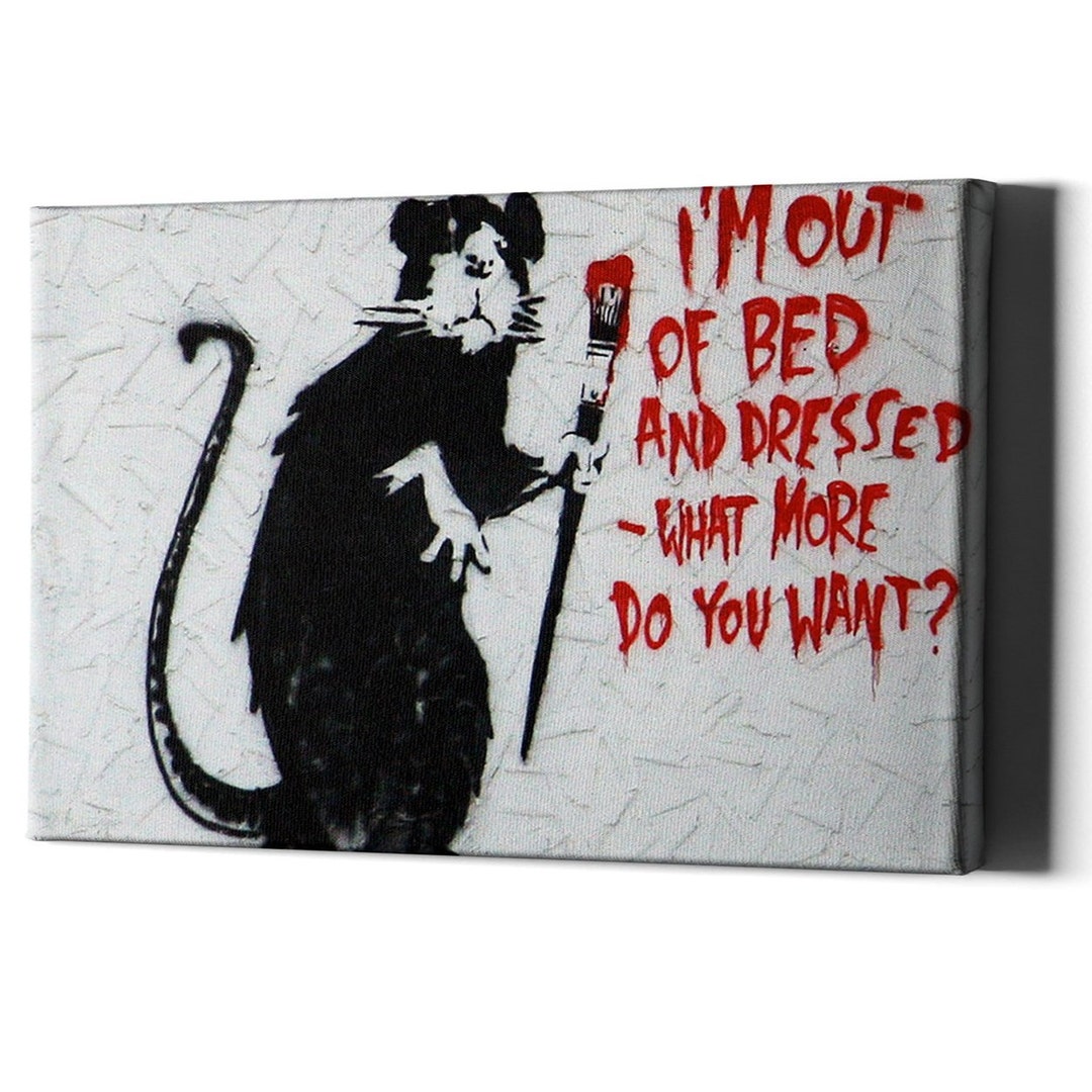 バンクシーのネズミのキャンバス壁アートグラフィティプリント