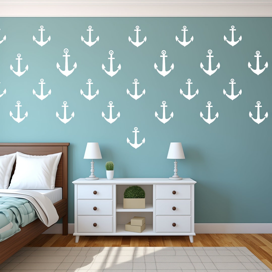 Vintage Anchor Wall Decal Collection Set of 25 Nautical Vinyl Stickers
