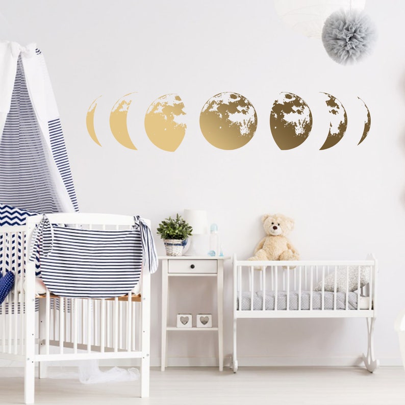 Moon Phases Wall Decor Decal Gold Home Art Living Room Etsy