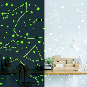 225x Glow In Dark Zodiac Star Wall Sticker - Nursery Ceiling Glowing Vinyl Luminous Decor Decal - Bedroom Fluorescent Luminescent Art