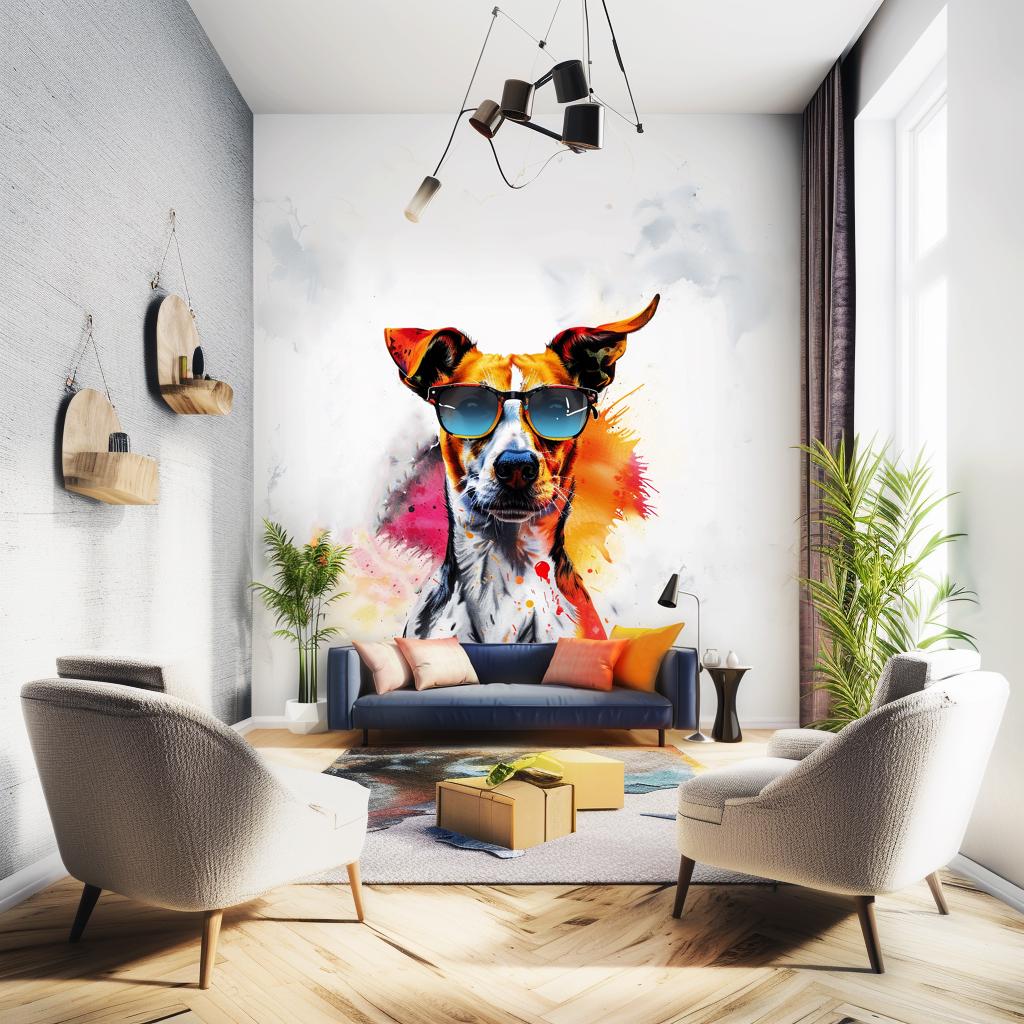 Photorealistic Jack Russell Terrier Wall Sticker - Vibrant Watercolor ...