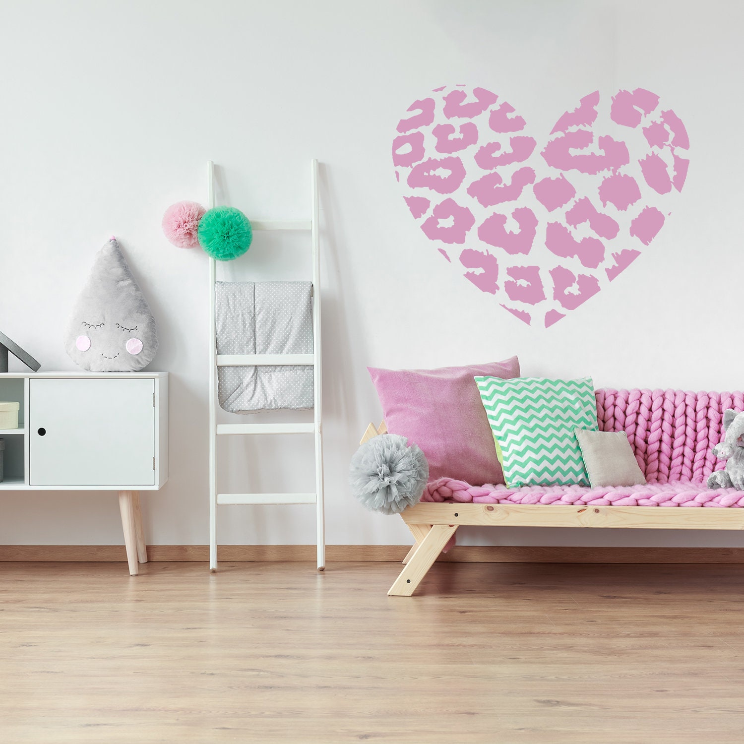 Leopard Heart Wall Sticker - Art Print Texas Vinyl Decal - Room Love ...