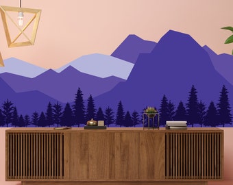 Mountain Wall Decal - Mountains Vinyl Sticker Decor For Nursery Baby Kid Boy Room - Huge Travel Mural Decoration Wallpaper Theme