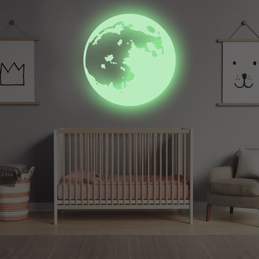 Glow in the Dark Moon Wall Sticker Glowing Ceiling Decal for Kid Room