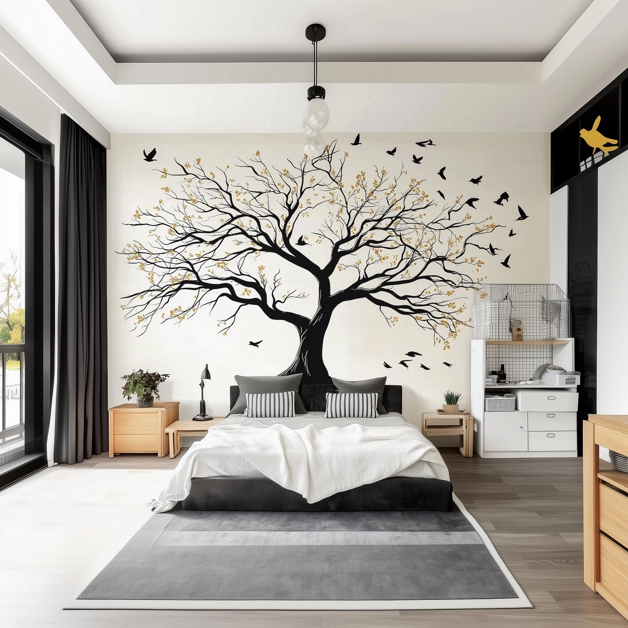 Large Tree Wall Decal | Elegant Nature Inspired Vinyl Mural | Bedroom ...