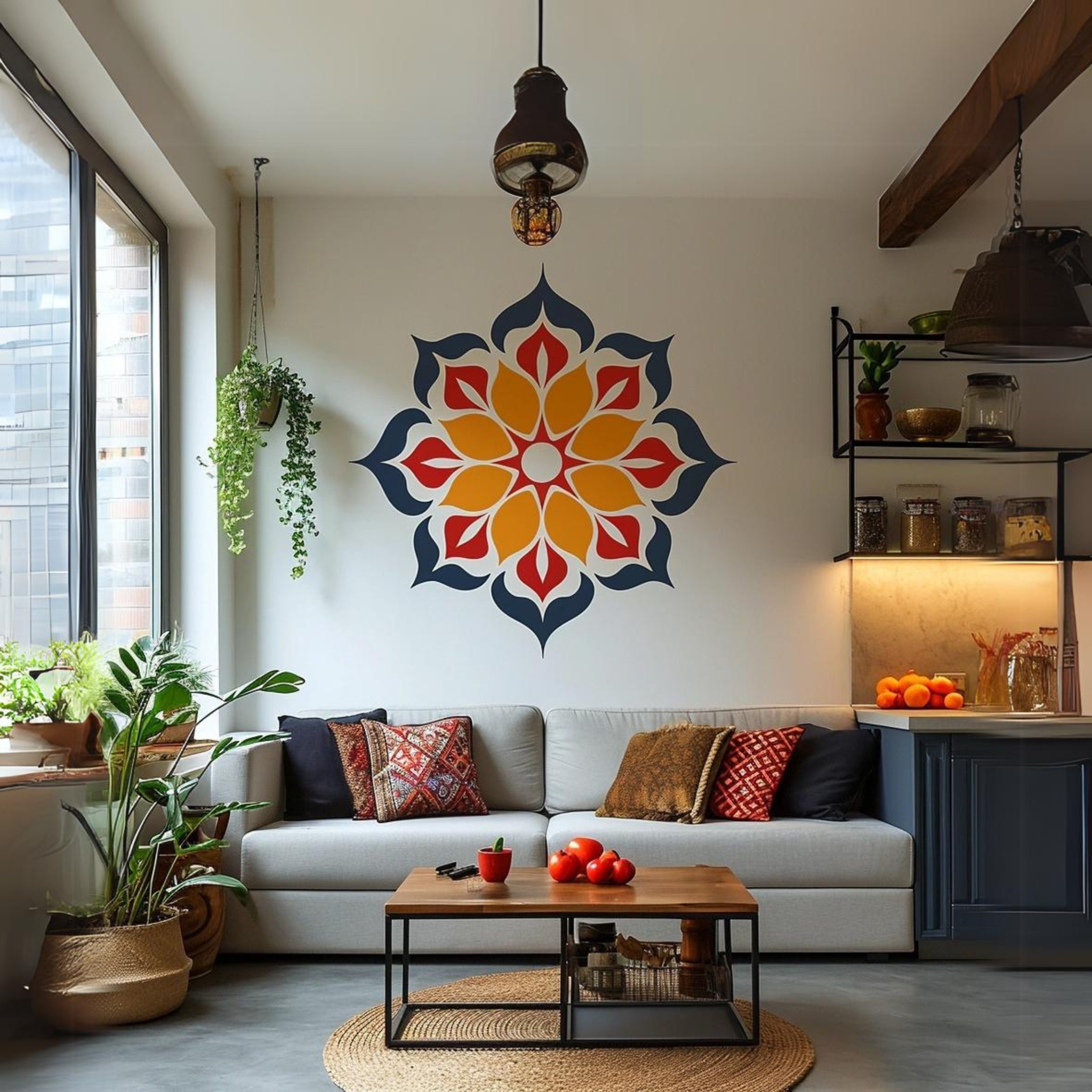 Schwarzer Mandala-Wandaufkleber - 79x79 Cm, Selbstklebend & Rückstandslos Entfernbar