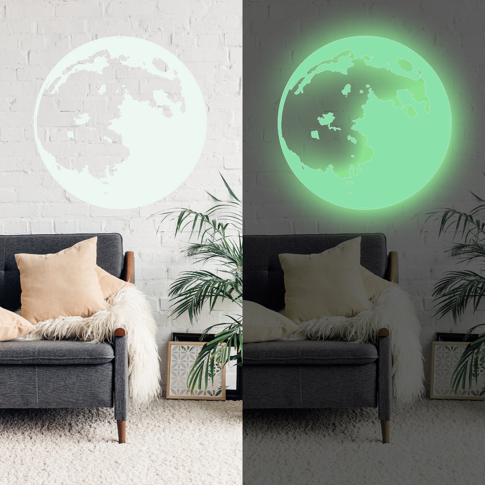 Glow In The Dark Moon Wall Sticker Glowing Ceiling Decal For Etsy