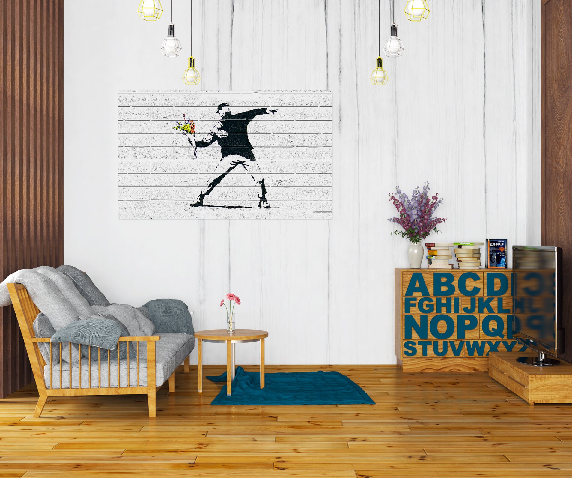 Banksy the Flower Thrower Print – Graffiti Wall Art, Urban Street