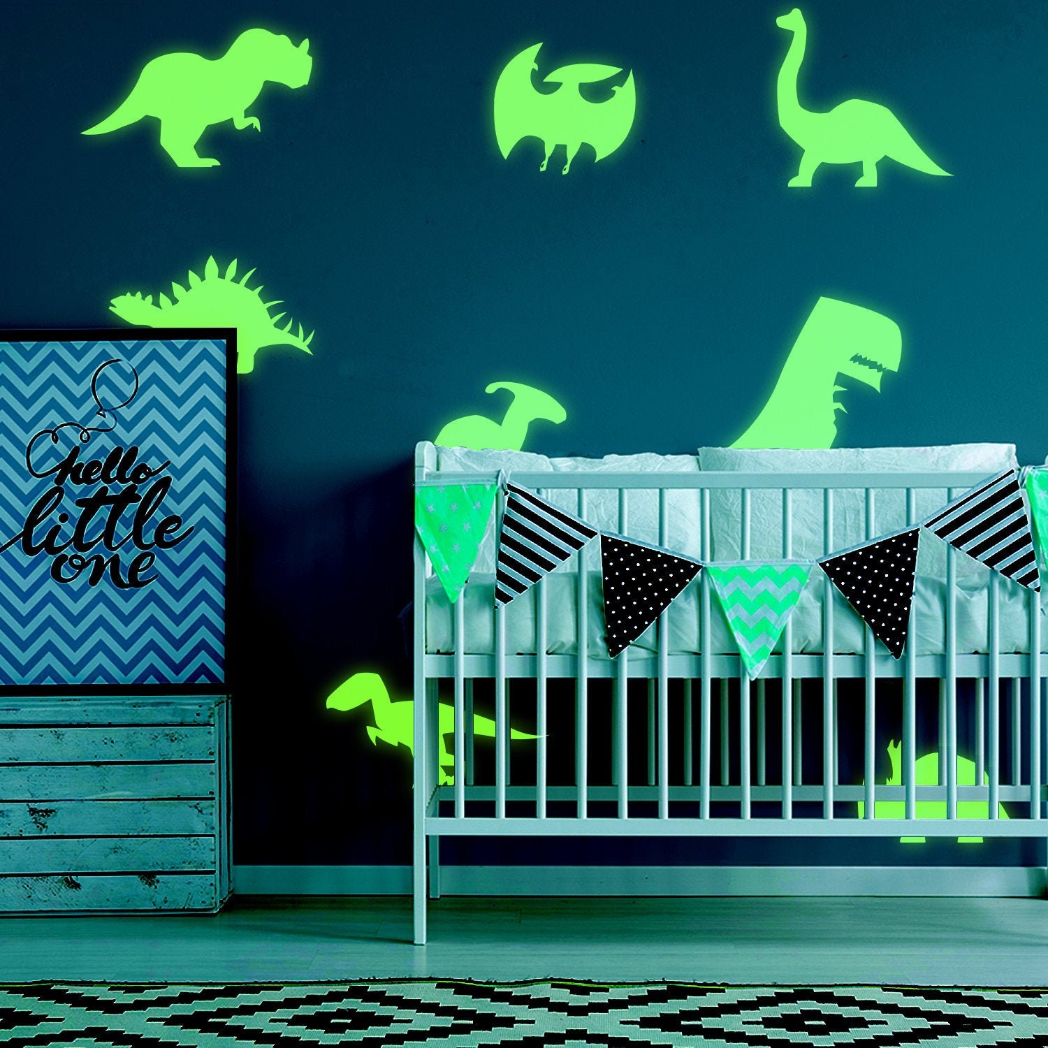 40x Glow in Dark Dinosaur Wall Room Decor Decal Dinosaurs Art Boy Teen Kid  Light Sticker Cool Boys Dino Glowing Vinyl Kids Decals Stickers 