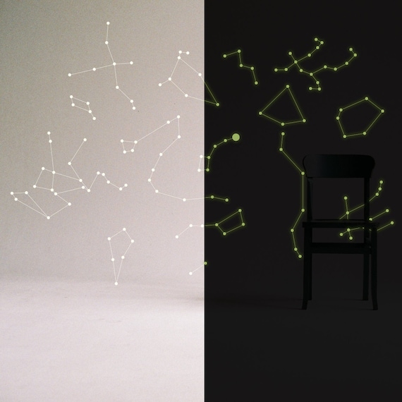 Glowing Vinyl Ceiling Decal Star Map With Lines Glow In The Etsy