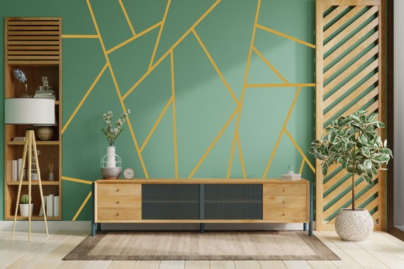 Elegant green and gold pattern decals for furniture - TenStickers