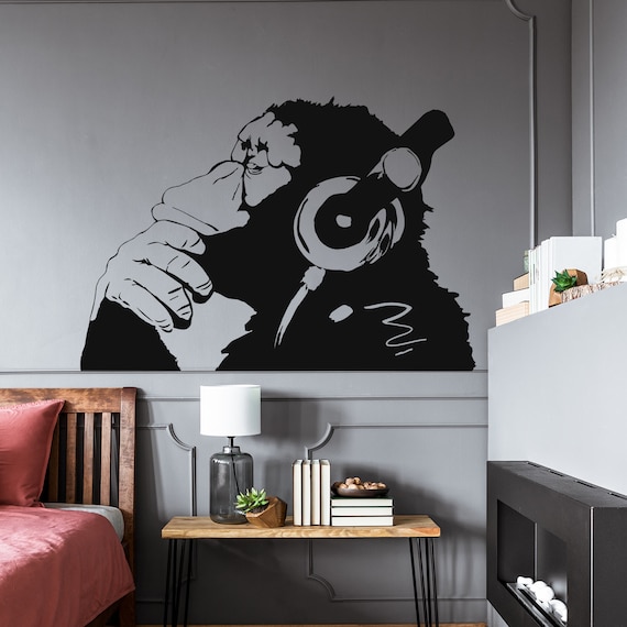 Banksy Monkey Sticker - Vinyl Street Wall Decal 24 x 16