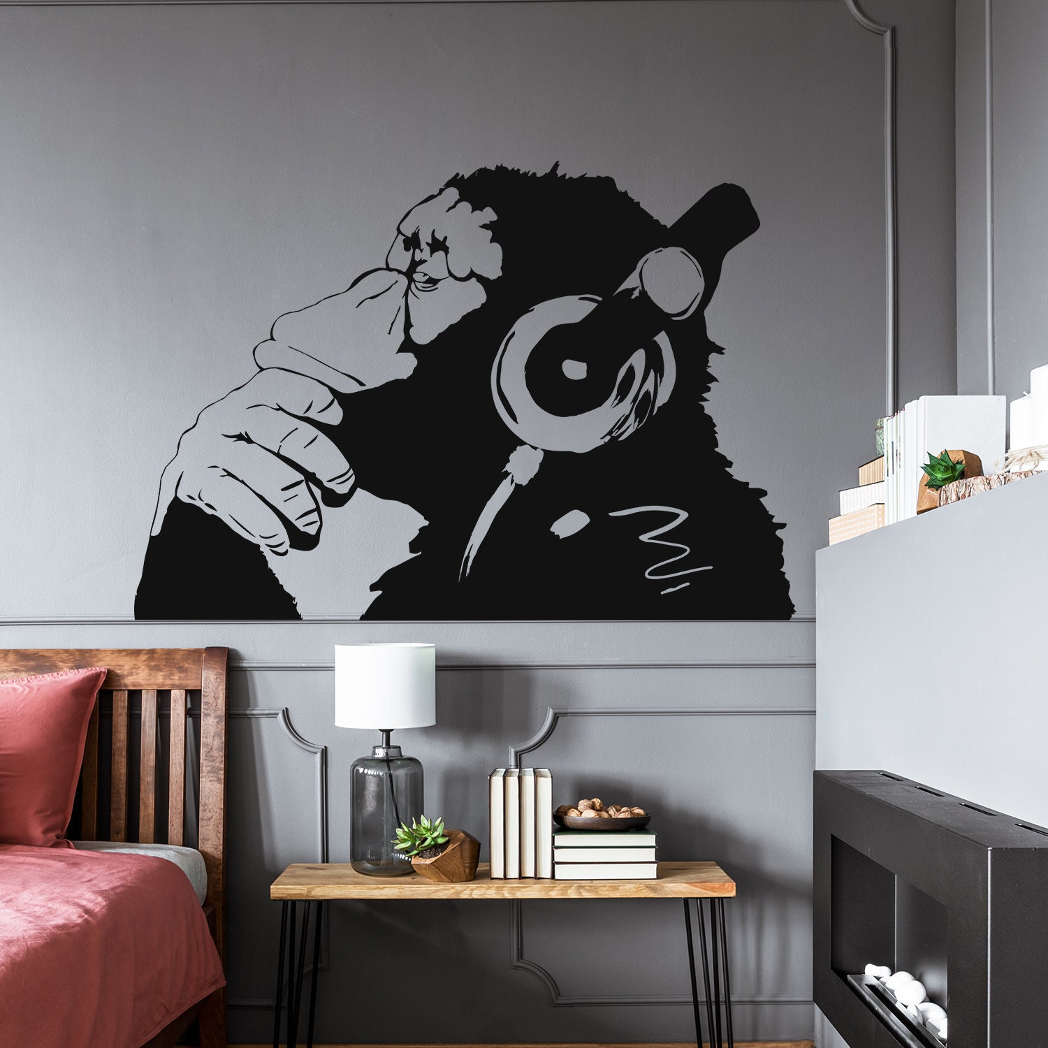 Banksy Thinking Monkey Wall Sticker Vinyl Art Print Dj Etsy