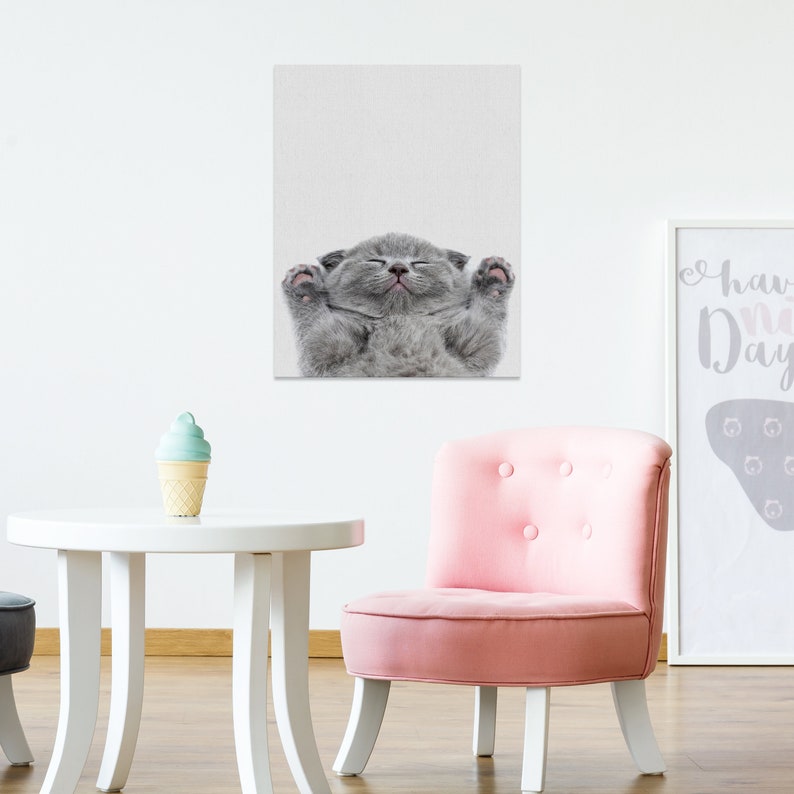 Baby Cat Wall Canvas Kid Girl Room Art Decor Kitty Lover Etsy