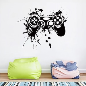 Gamer Wall Decal | Video Game Controller Wall Sticker | Cool Game Room Decor | Boys Room Vinyl Art | Gaming Wall Art | Splatter Style Decal