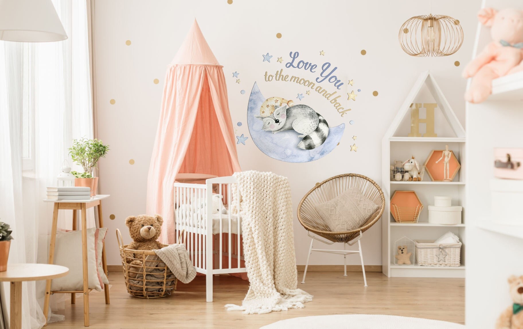 Baby Nursery Wall Decor Sticker Cloud Moon Star Dream - Etsy