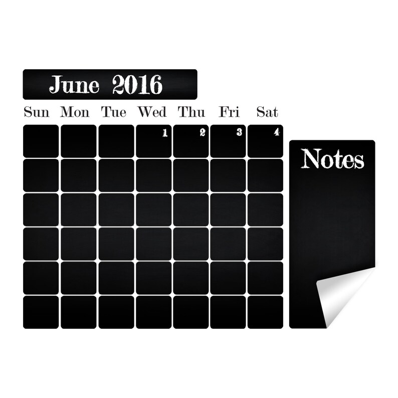 Office Calendar Chalkboard Vinyl Sticker Editable Organizer Etsy