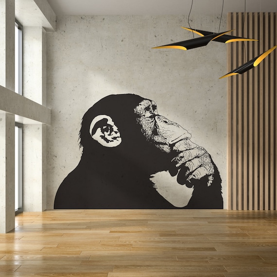 Home & Garden Wall Monkey Decal Decor Sticker Vinyl Thinking Ape
