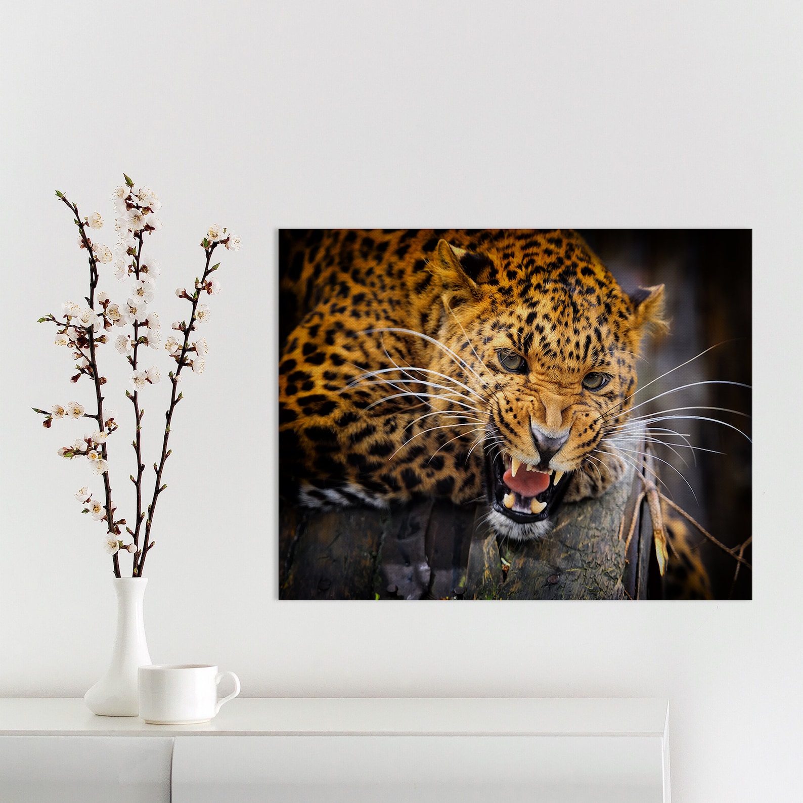 Jaguar Wall Art Black Canvas African Wild Leopard Animal Etsy