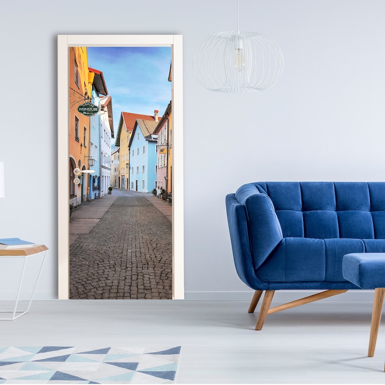 3d Door Cover Sticker Street Wallpaper Front Door Mural Wall - Etsy