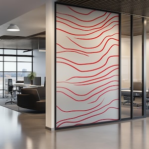 Modern Wavy Line Frosted Glass Sticker | Printed Privacy Window Film | Etched Vinyl Decal for Office Home | Custom Glass Cover Privacy Film