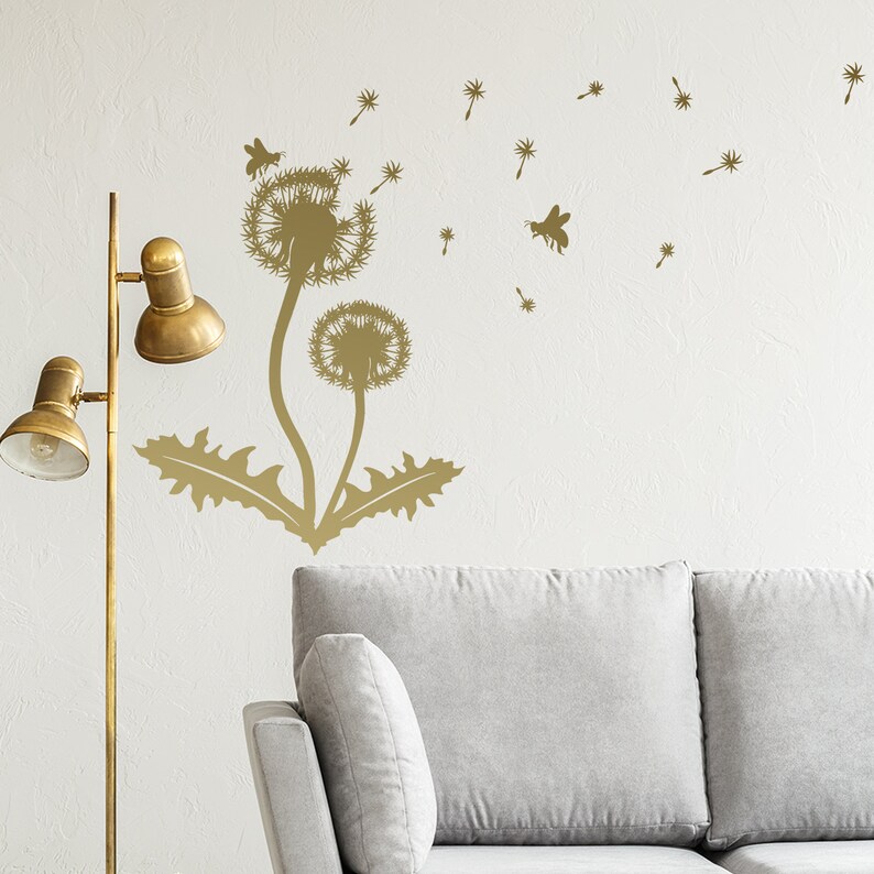 Dandelion Vinyl Sticker Wall Decal Dandelions Art Flower Etsy