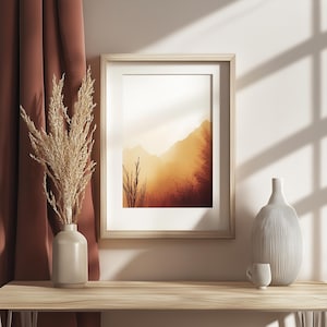 Mountain Sunrise Art Print - Minimalist Wall Decor | Nature-Inspired Poster | Unframed Wall Art for Living Room, Bedroom, or Office