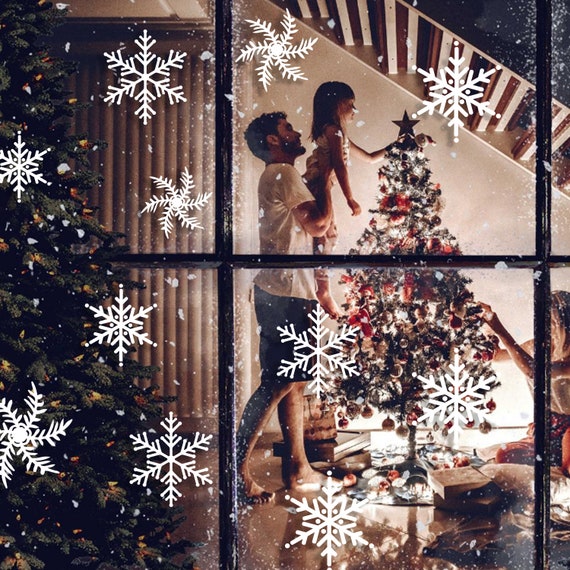 100 copos de nieve-ventana decoración navidad ventana sticker imágenes de ventana 