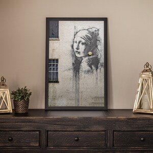 Banksy Art Earring Print Girl With A Yellow Pearl Wall - Etsy